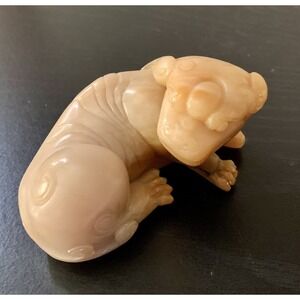 Vintage Chinese Shoushan Stone Craved Foo Dog Figurine Decorative Collactible